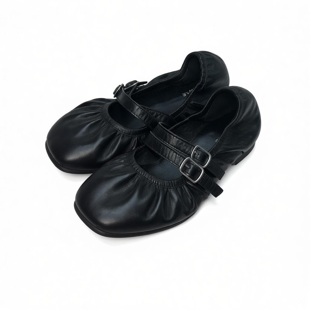 Free People Double Strap Black Flats